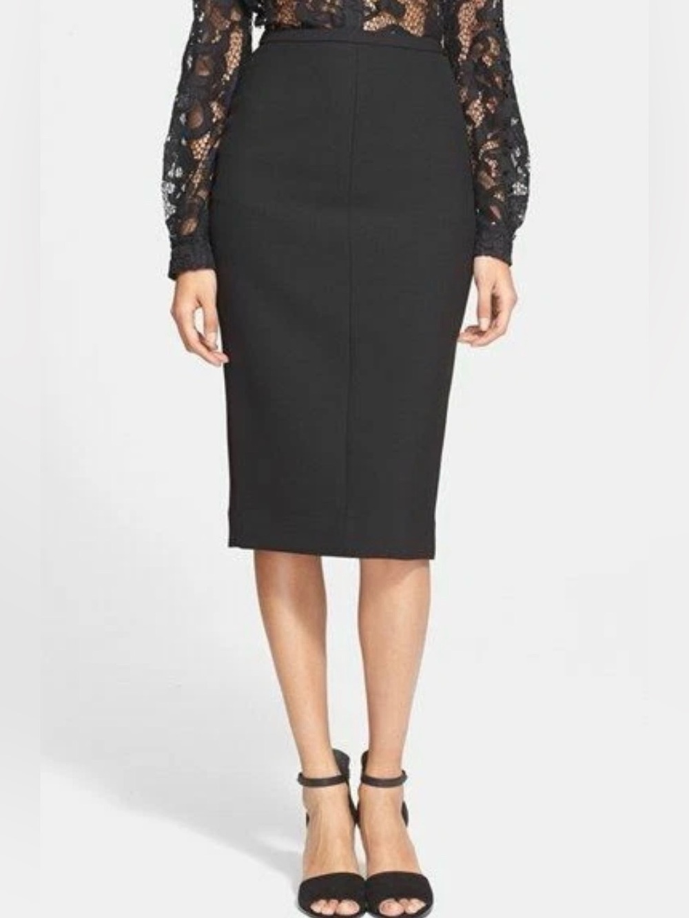 Diane Von Furstenberg Samara Black Pencil Skirt with Zippered Slit